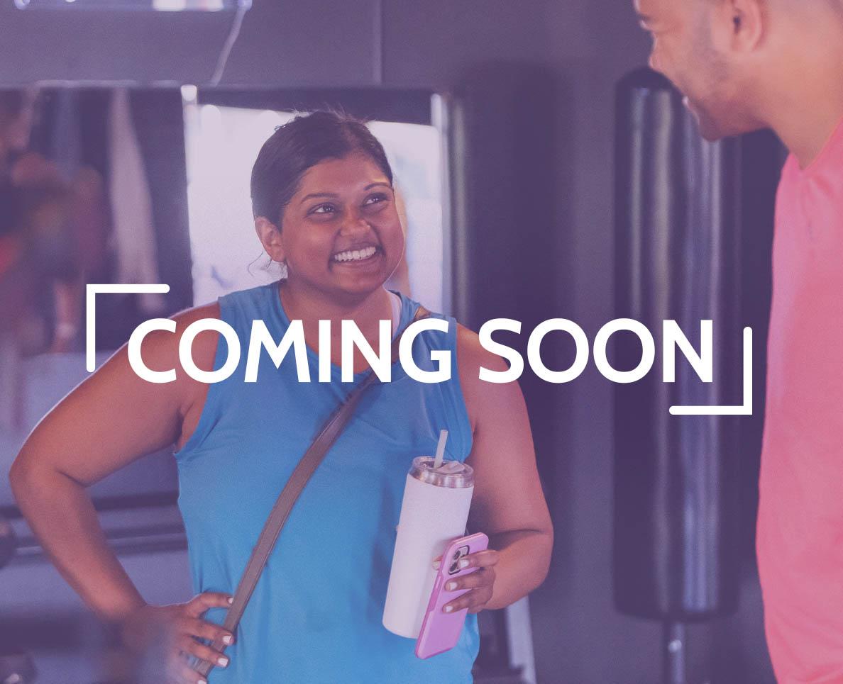 An image of Reece and Akila chatting with a purple overlay and text reading "COMING SOON"