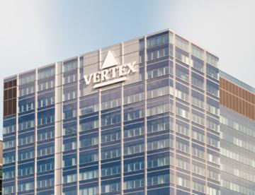 An image of the exterior of Vertex Pharmaceuticals headquarters in Boston, Mass.