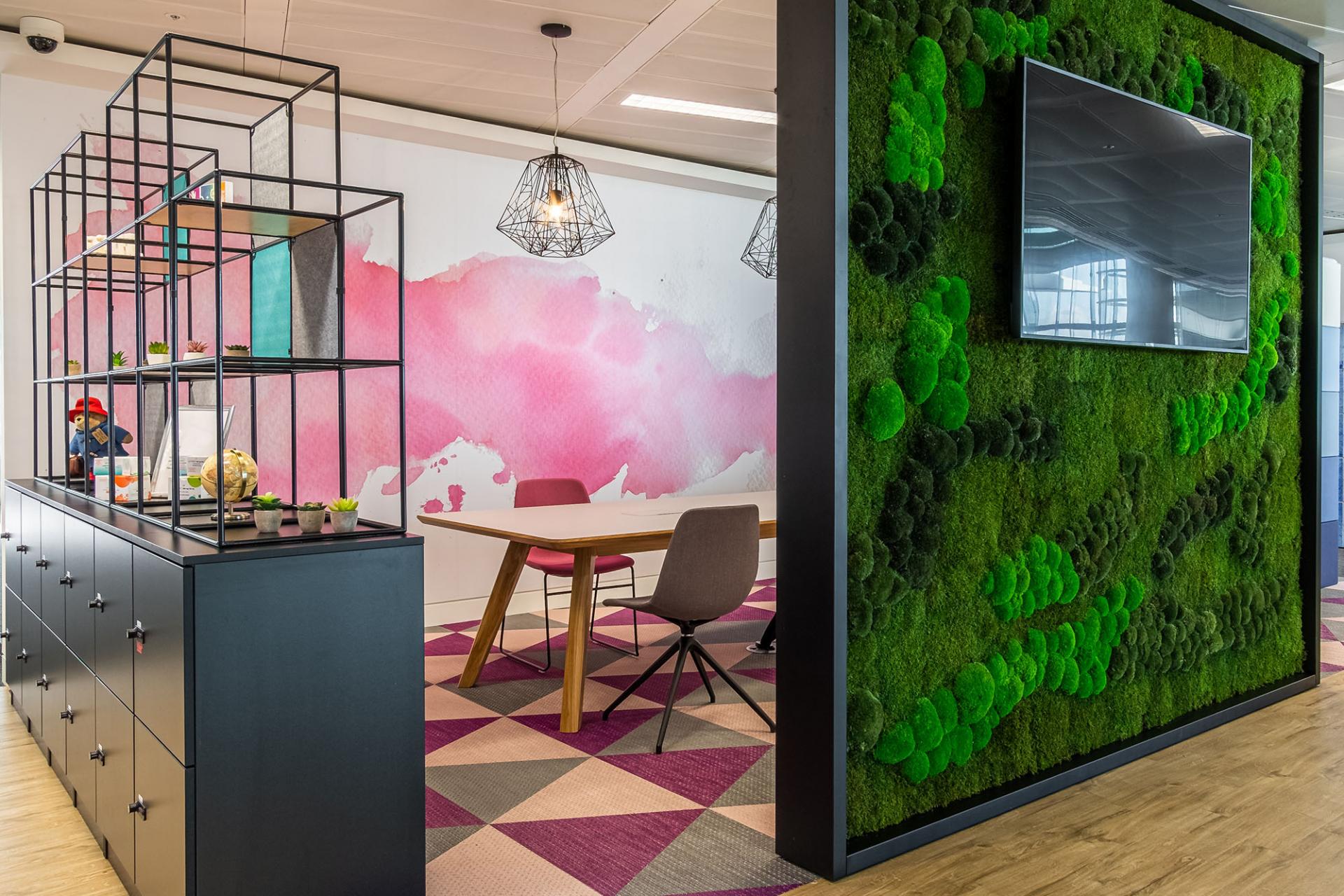 Conference room with a living wall at the Vertex Pharmaceuticals international headquarters in London