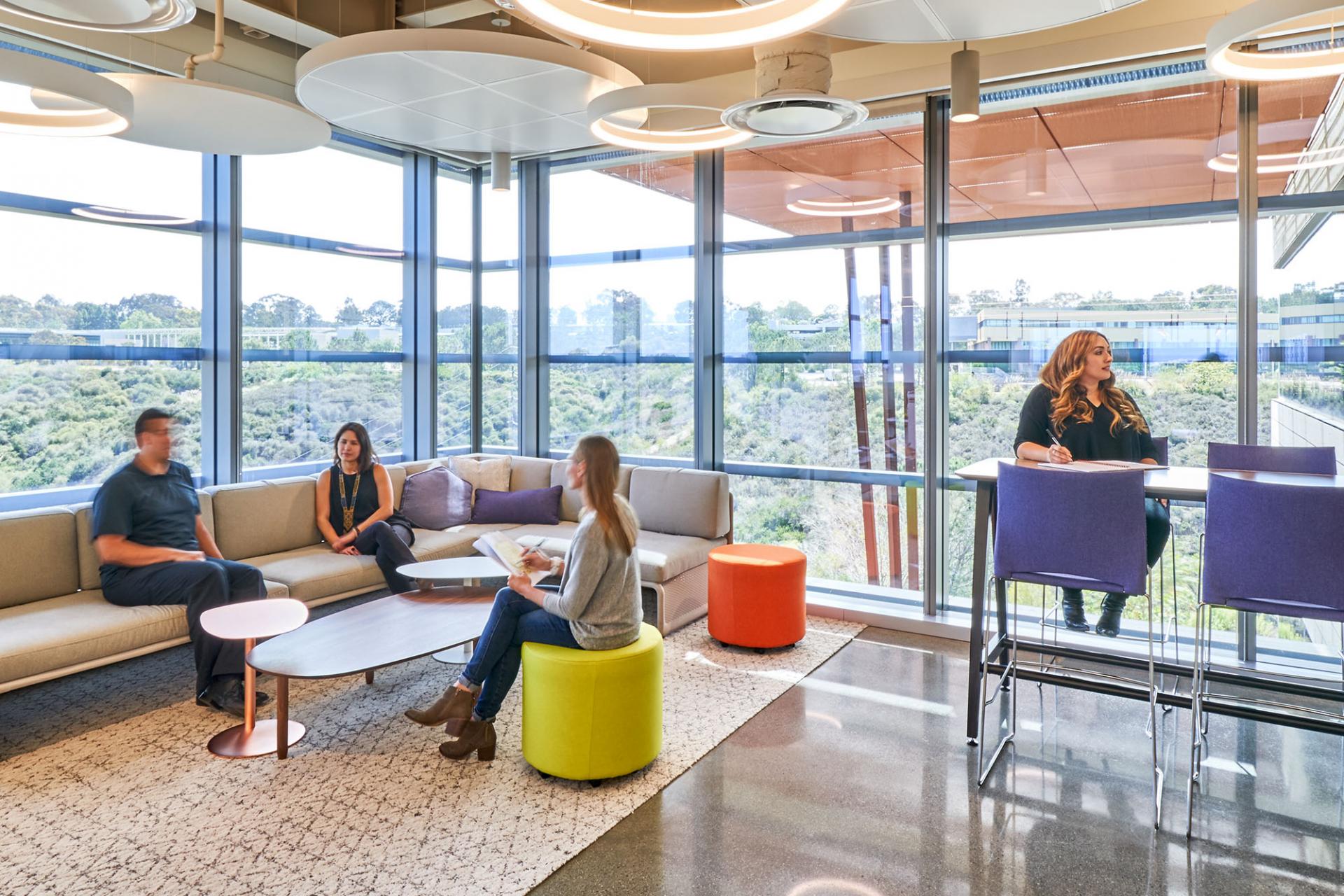 Employees taking a break at the San Diego Vertex Pharmaceuticals research facility