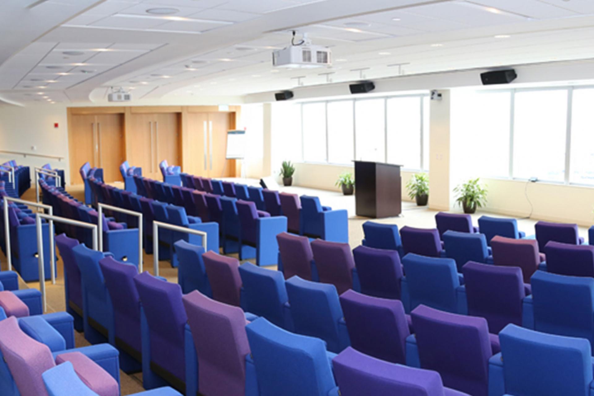 The auditorium at Vertex Pharmaceuticals Boston headquarters