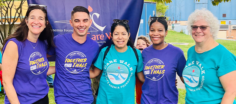 An image of Vertexians with the thalassemia communities in Boston and New York at the 2023 Cooley’s Anemia Foundation Care Walks