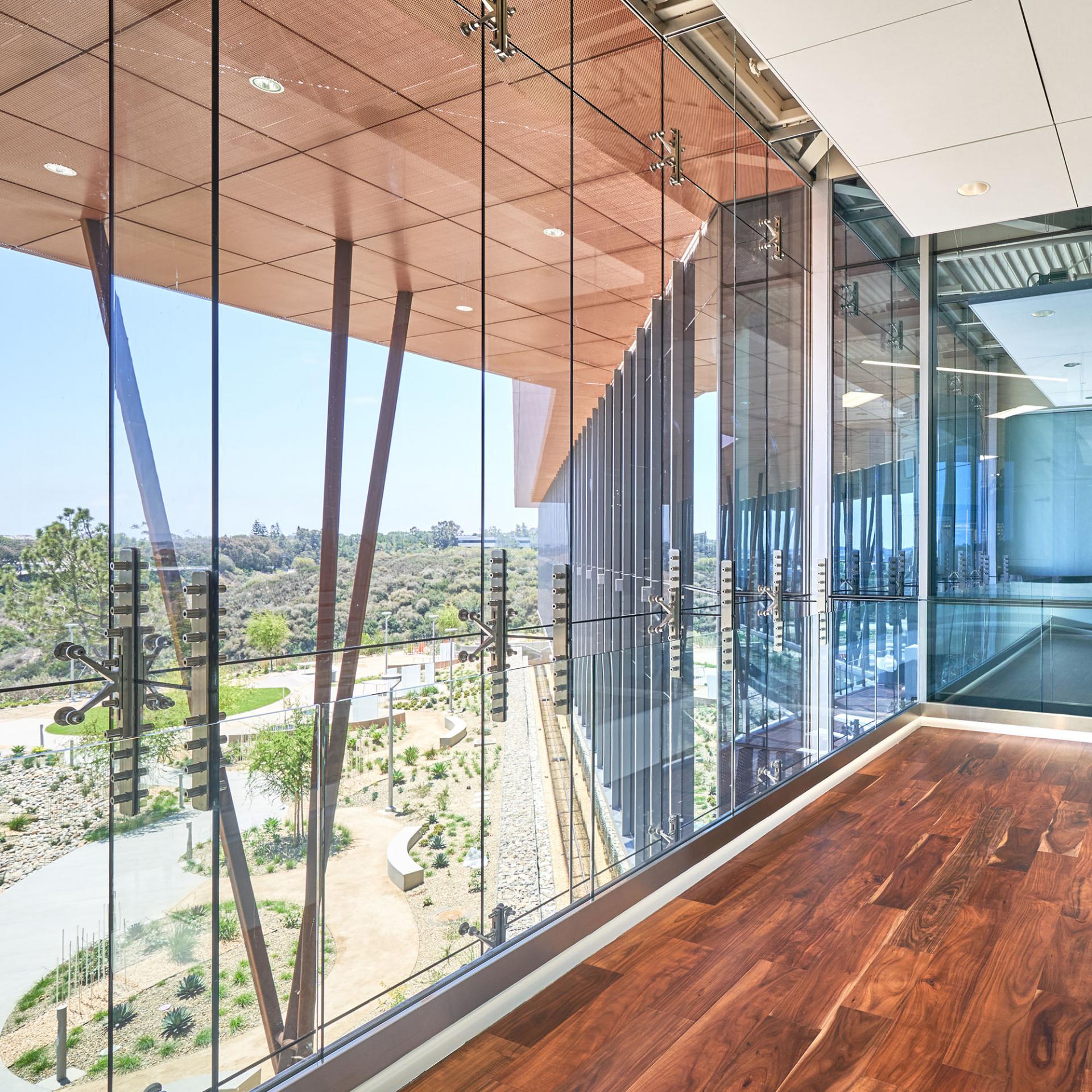 Looking out over the walking trails at the San Diego Vertex research facility