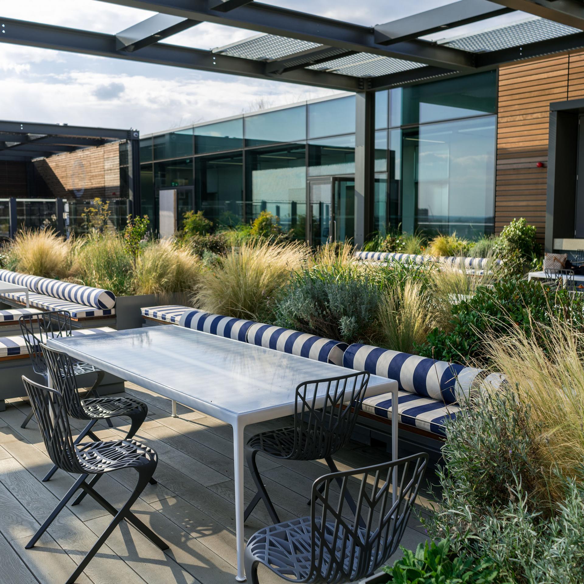 Rooftop patio at the Vertex Pharmaceuticals international headquarters in London