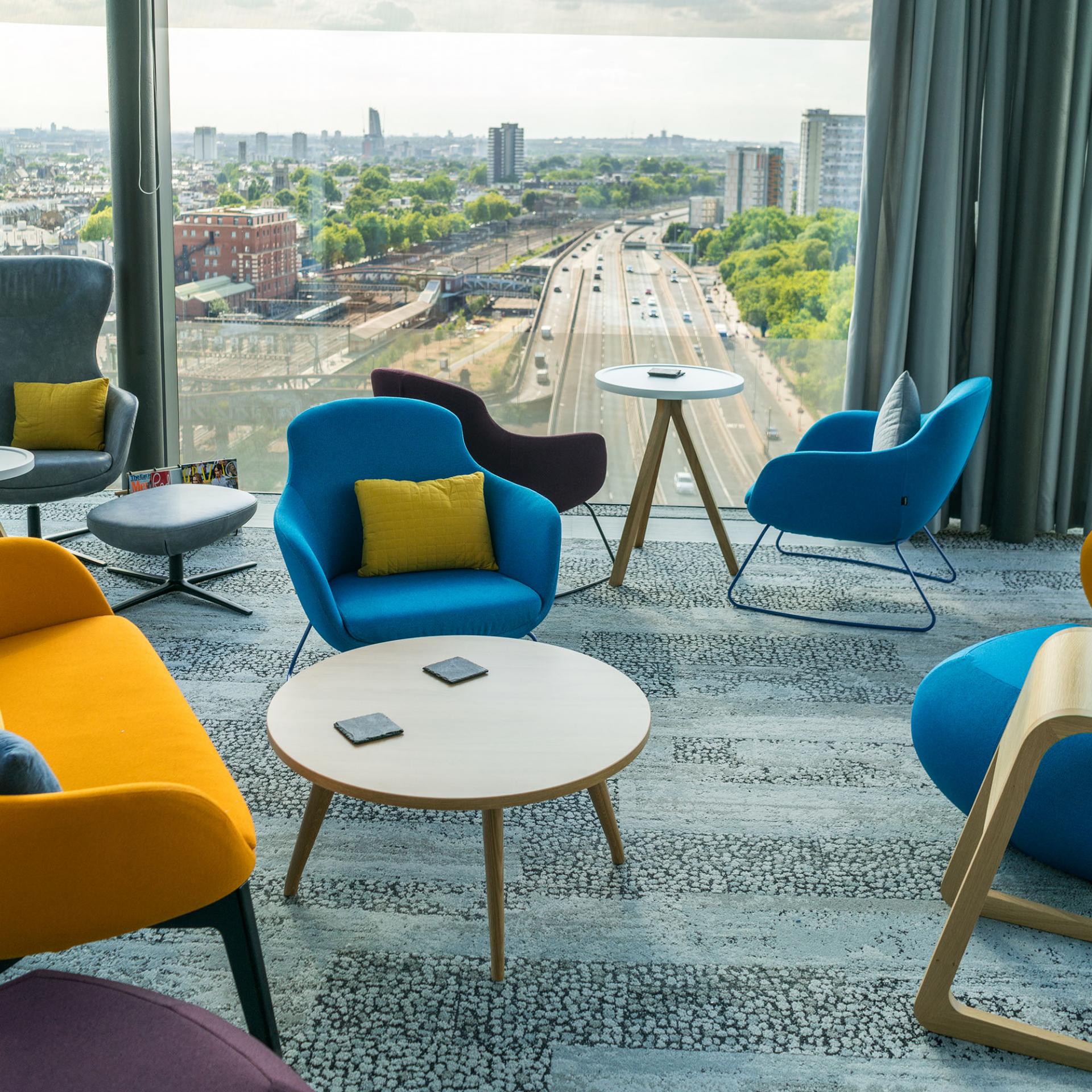 Employee gathering space at the Vertex Pharmaceuticals international headquarters in London