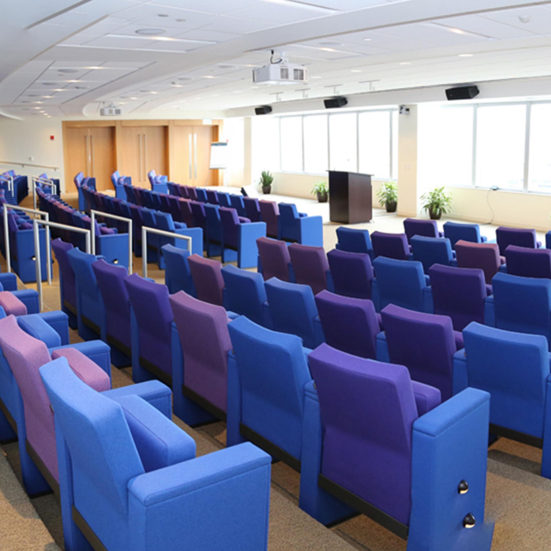 The auditorium at Vertex Pharmaceuticals Boston headquarters