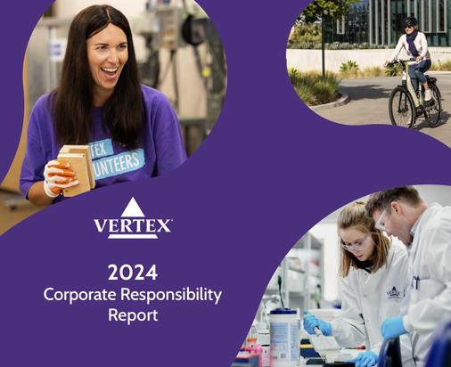 An image of the cover of the Vertex 2024 Corporate Responsibility Report